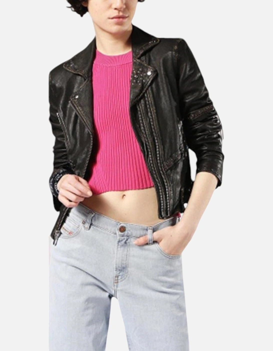 L TERRY Womens Biker Jacket Genuine Leather Long Sleeve, 7 of 6