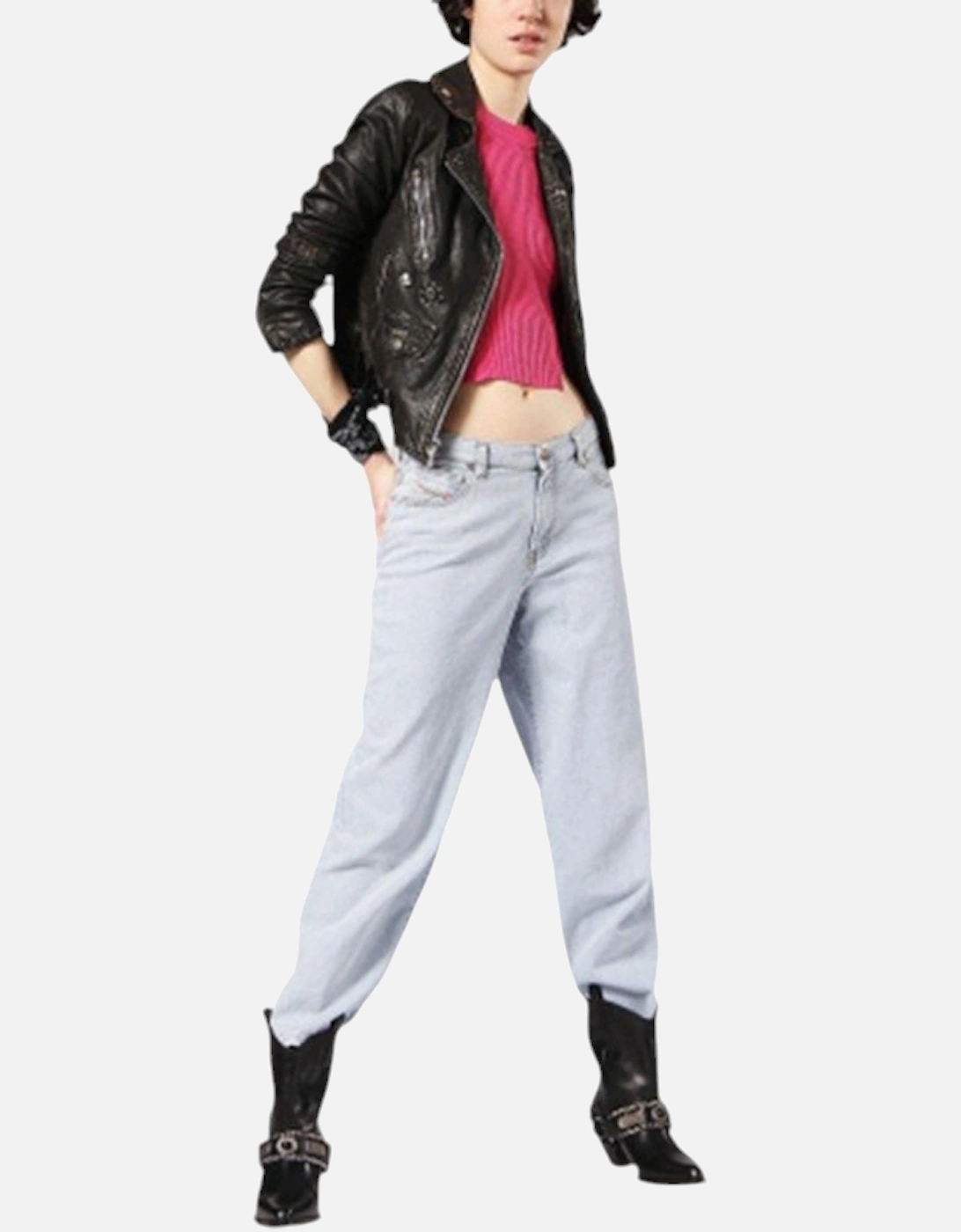 L TERRY Womens Biker Jacket Genuine Leather Long Sleeve