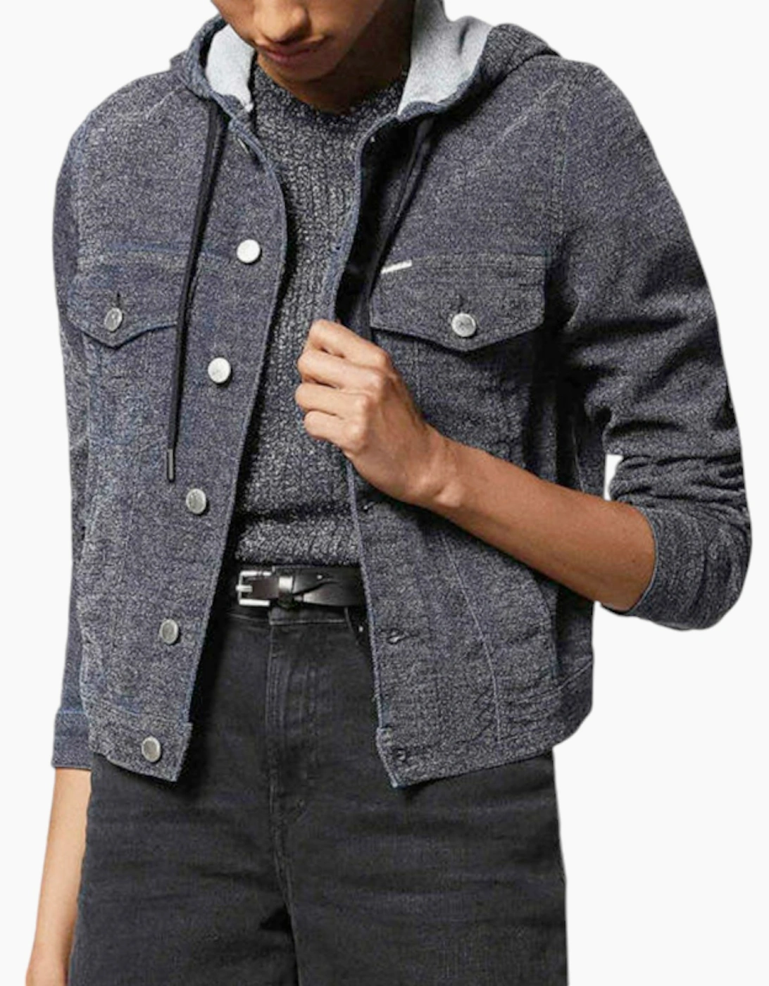 Diesel Women's DIESEL LEISY NE VESTE Women Jogg Jeans Jacket Sweat Hooded Winter Outwear Coat - Black