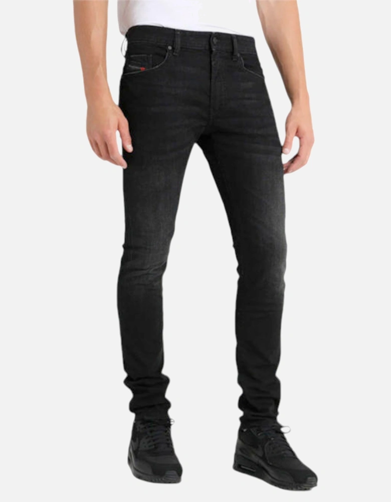 THOMMER 069BG Mens Denim Jeans Black Flat Front Slim Fit Casual Skinny