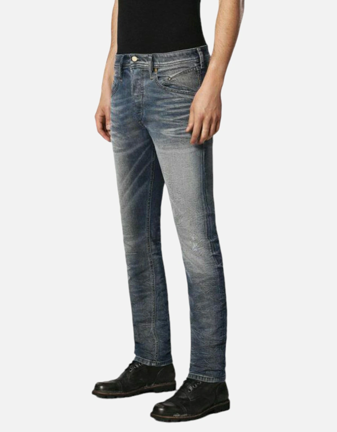 BELTHER 084IK Mens Denim Jeans Lyocell Distressed Regular Slim Tapered