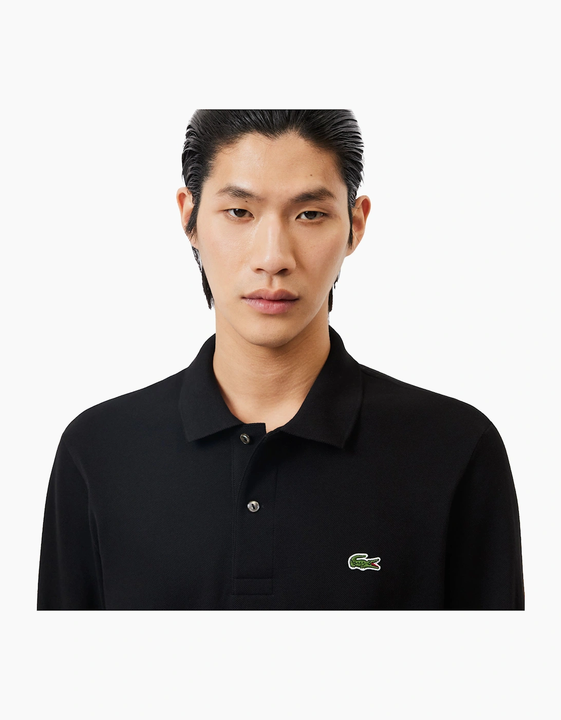 Classic Fit Long Sleeve Polo Shirt Black