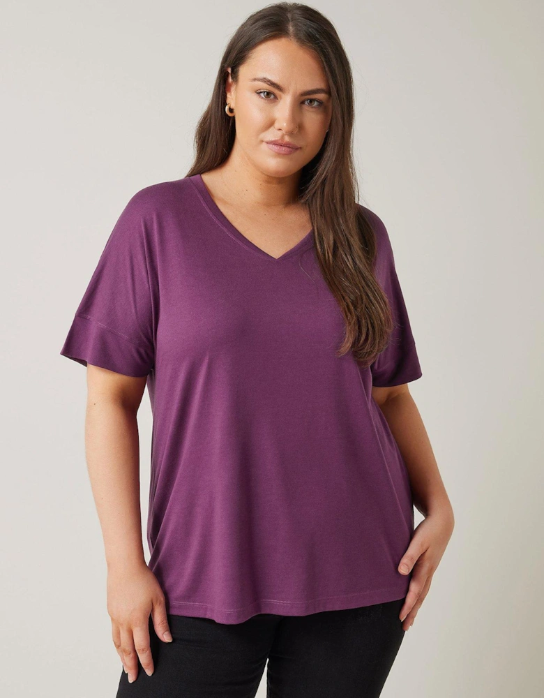 V-Neck Modal T-Shirt - Purple