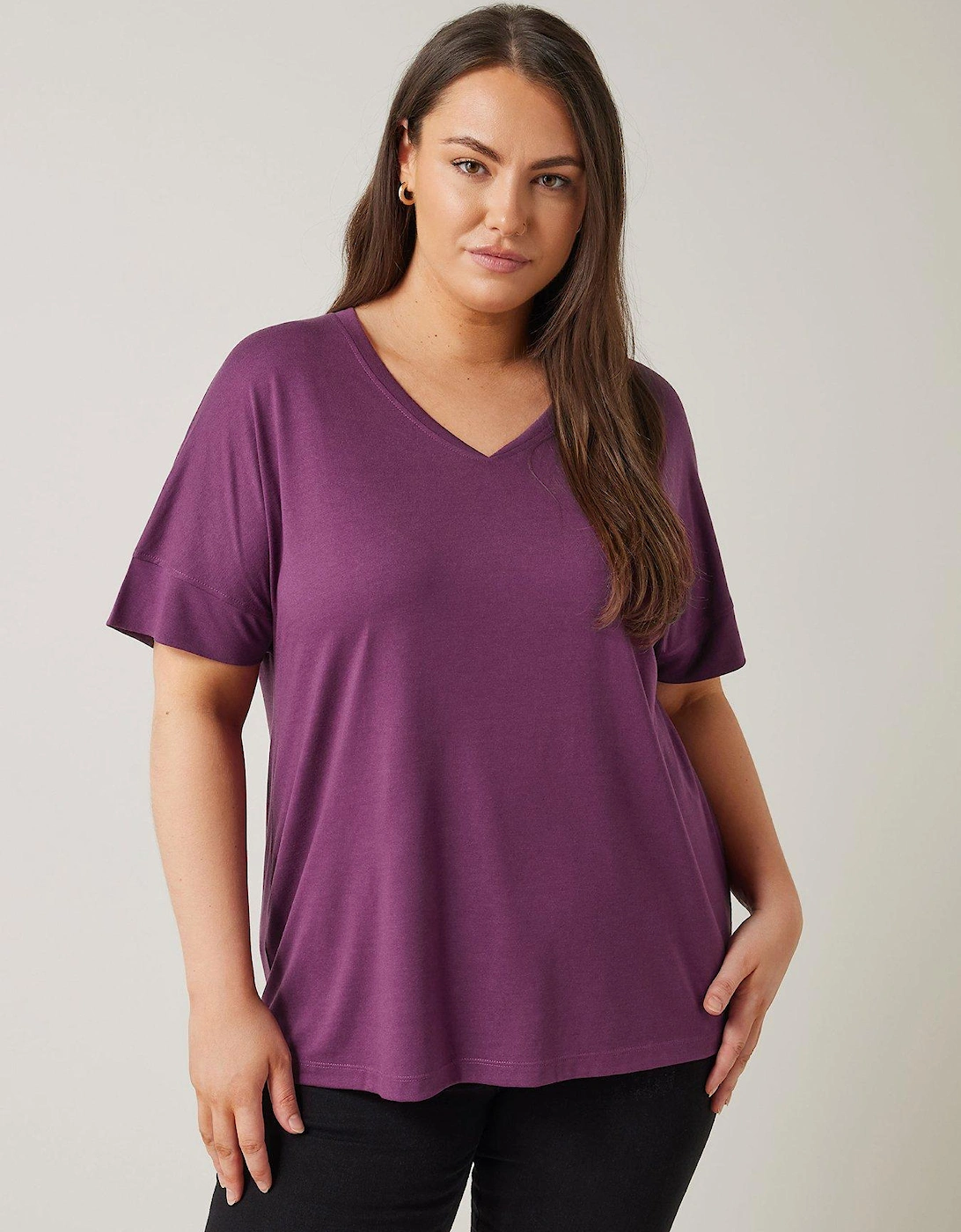 V-Neck Modal T-Shirt - Purple, 2 of 1