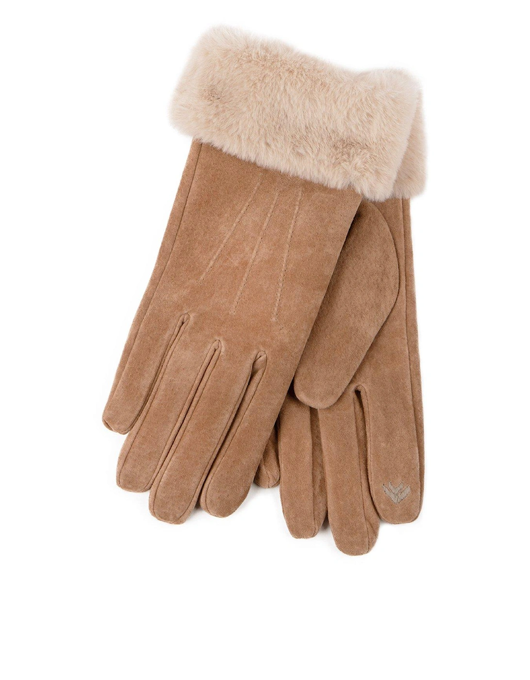 Isotoner 3 Point Suede Gloves - Tan, 2 of 1