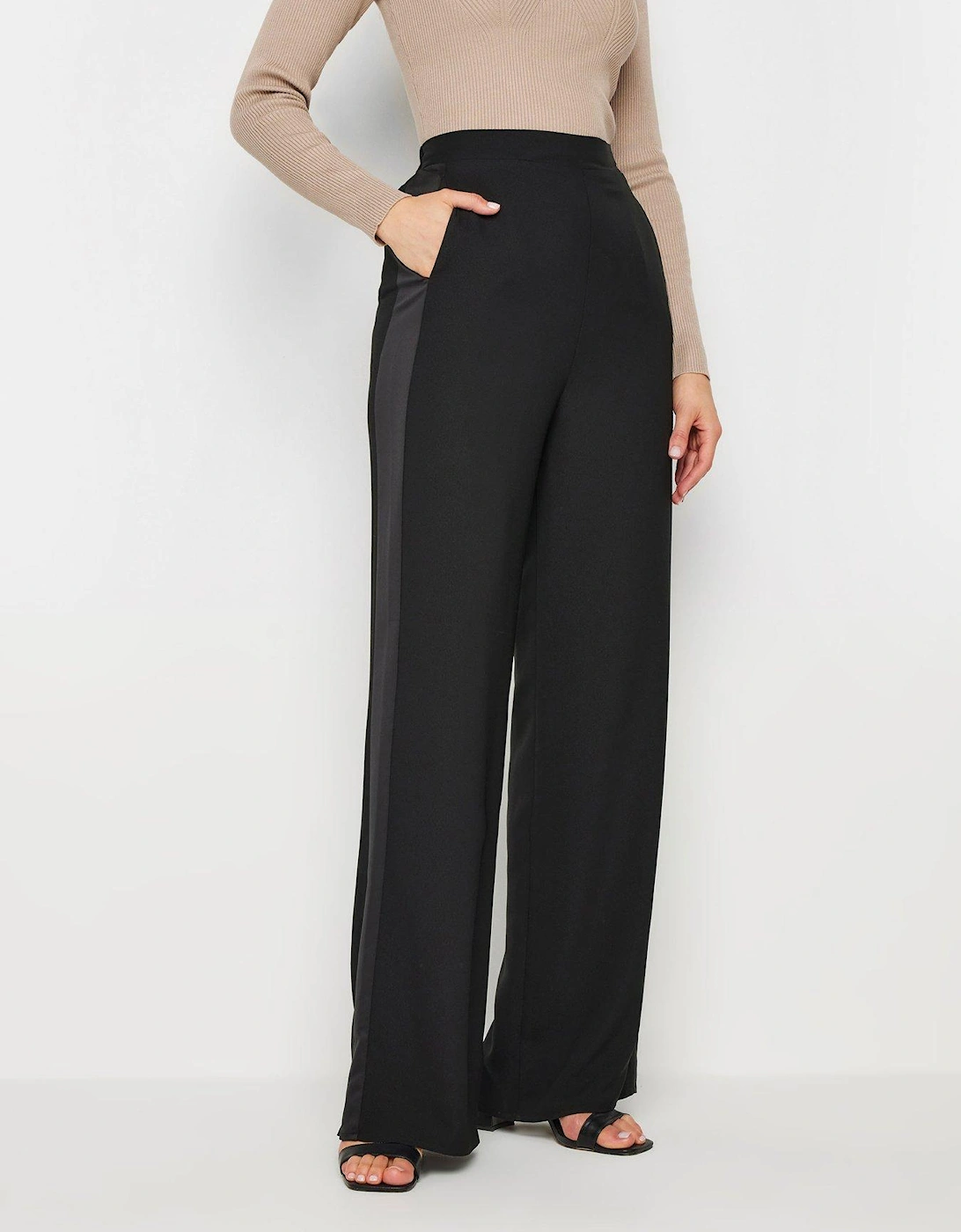 Tall Satin Side Stripe Trousers - Black, 2 of 1