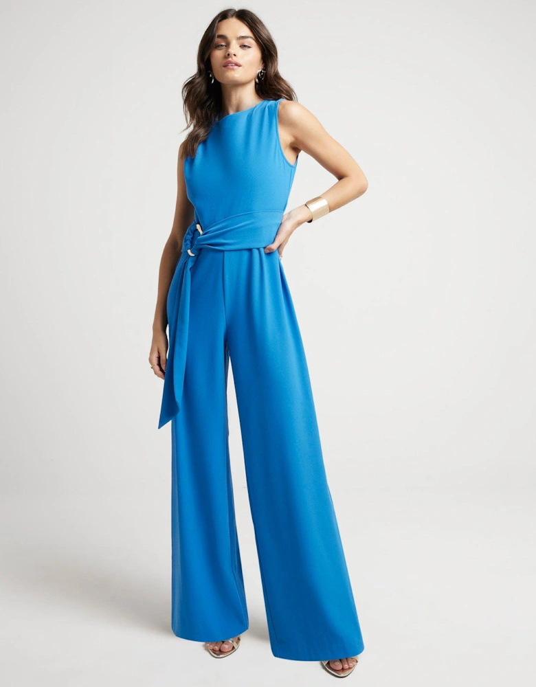 Belted Snitch Waist Jumpsuit - Blue