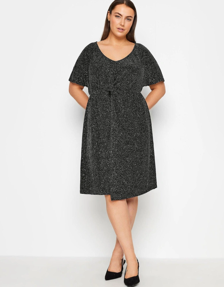 Sparkle Twist Wrap Dress - Black