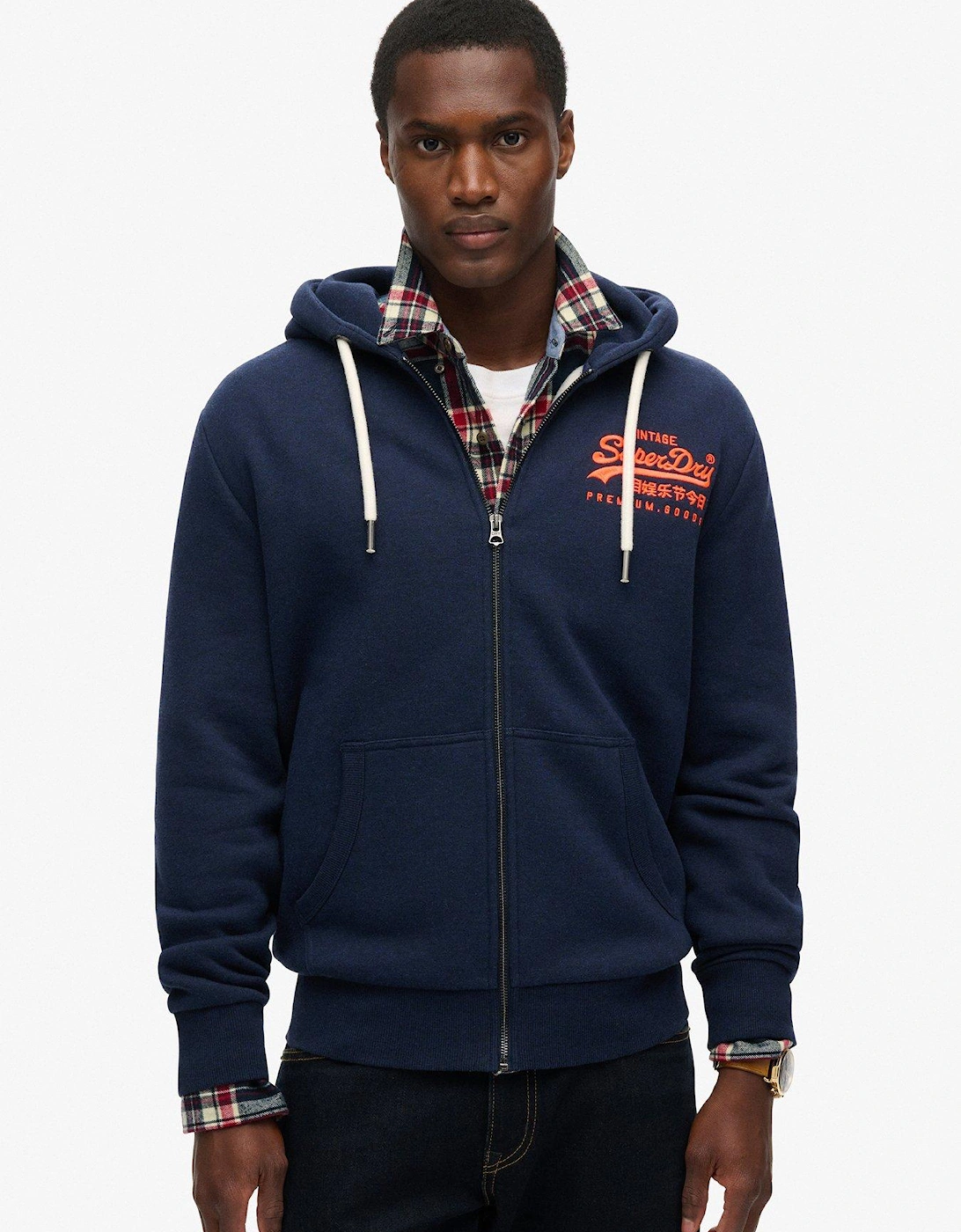 Neon Vintage Logo Zip Hoodie - Navy, 7 of 6