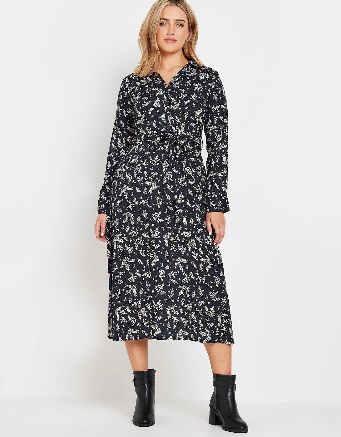 Leaf Printed Dress - Black, 2 of 1