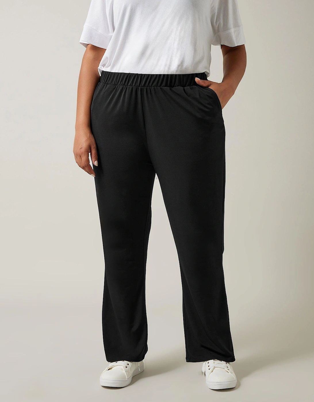 Wide Leg Jersey Crepe Trousers, 2 of 1