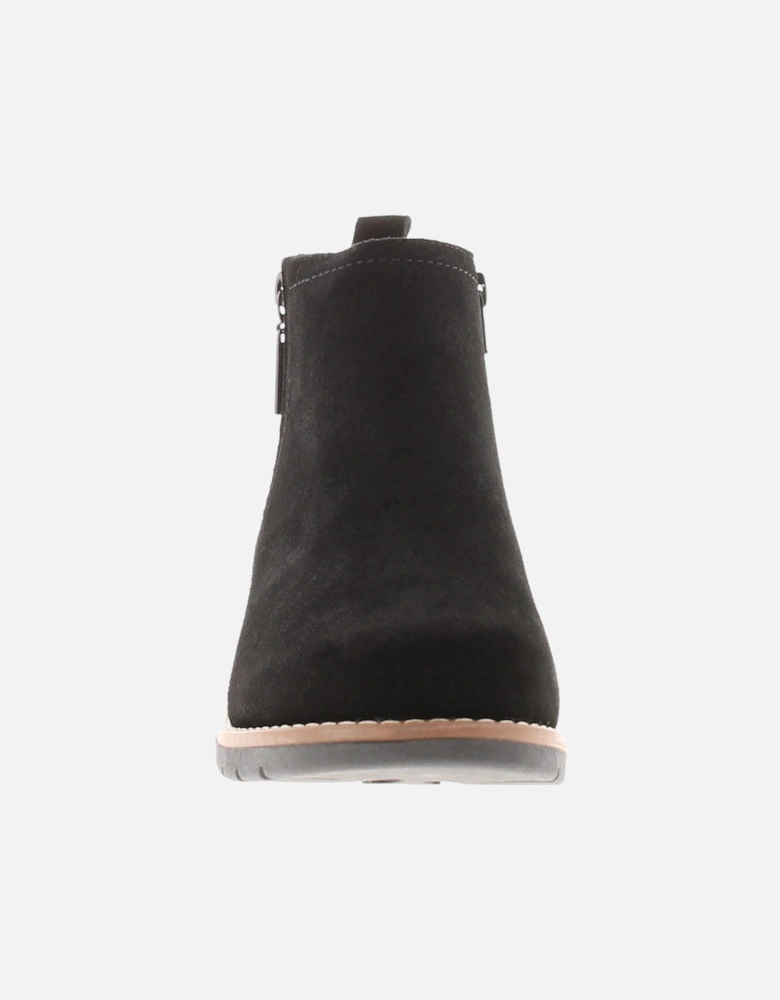 Womens Boots Ankle Libby Suede Leather Zip black UK Size