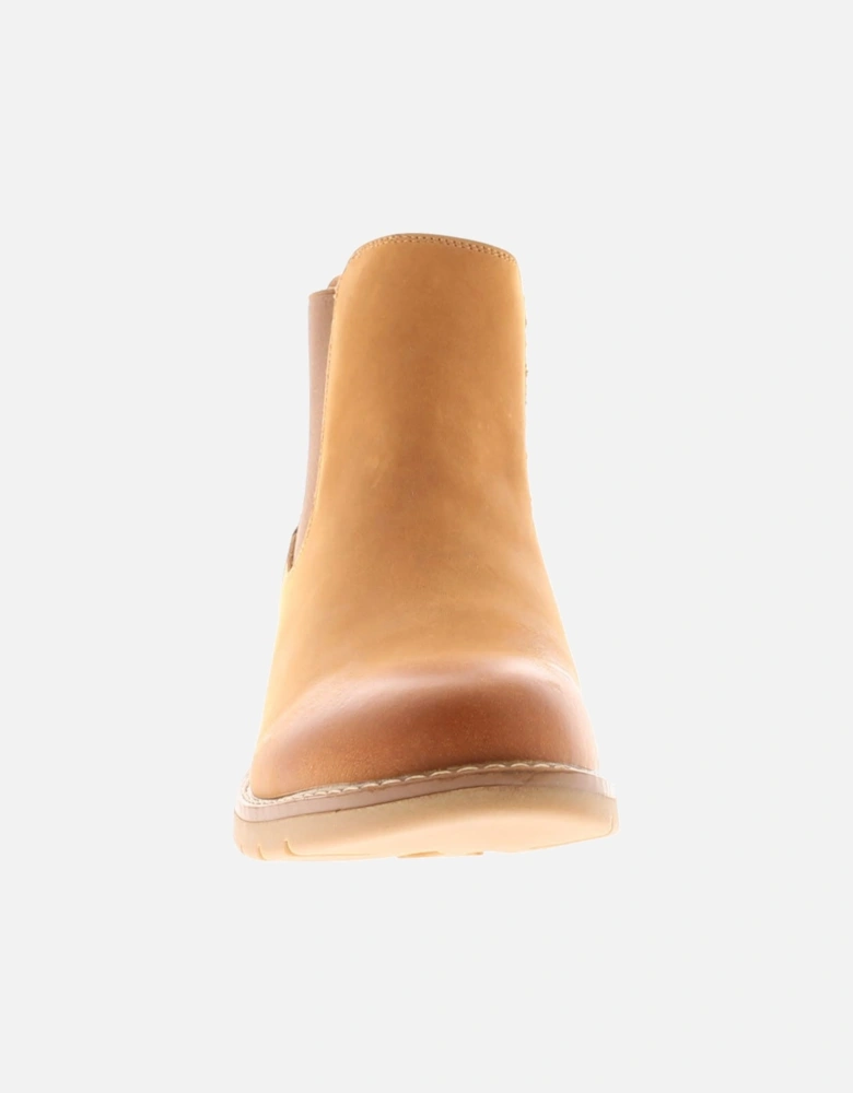 Womens Boots Ankle Chelsea Leonie Leather Slip On tan UK Size