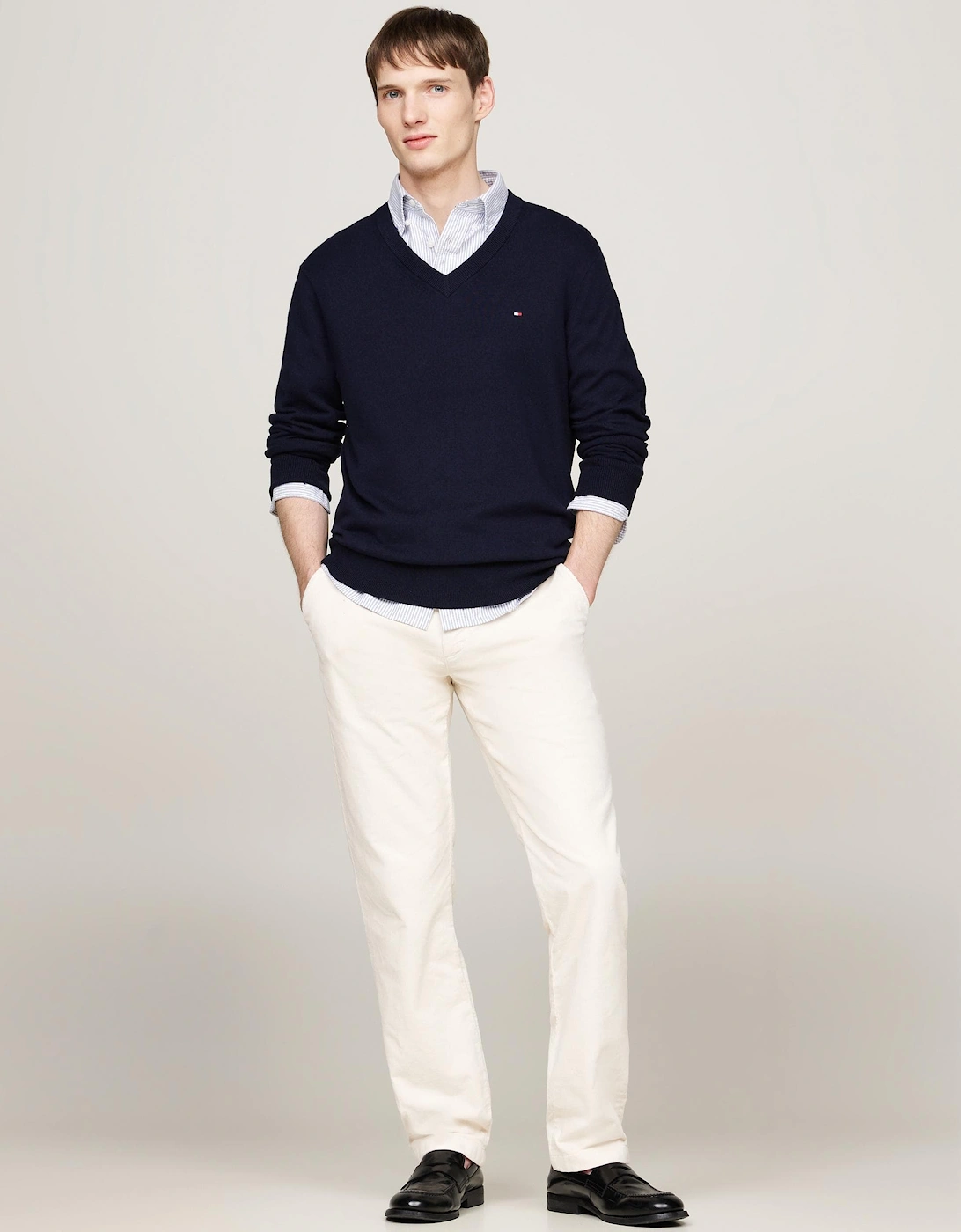 Pima Organic Cotton Mens Cashmere V-Neck Jumper