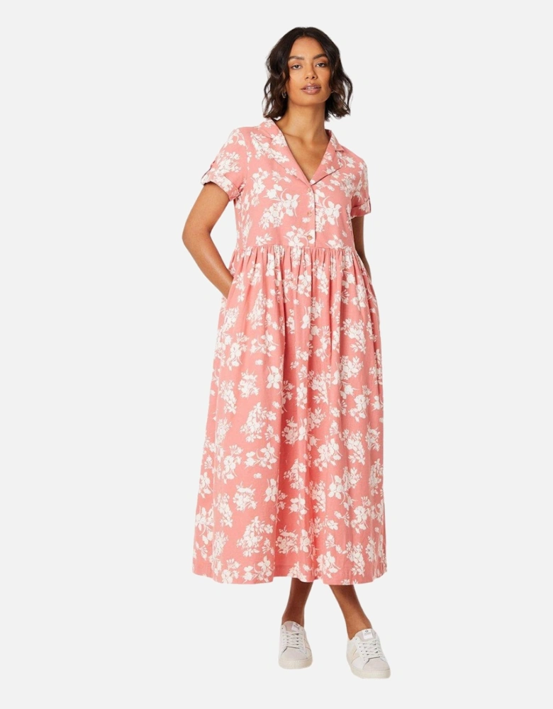 Womens/Ladies Floral Midi Shirt Dress