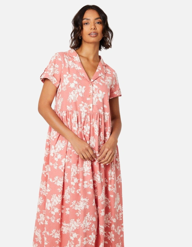 Womens/Ladies Floral Midi Shirt Dress