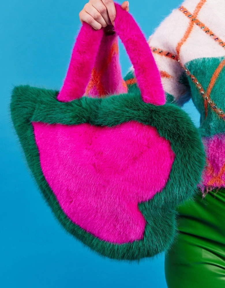 Handmade Love heart Bamboo Faux Fur Bag