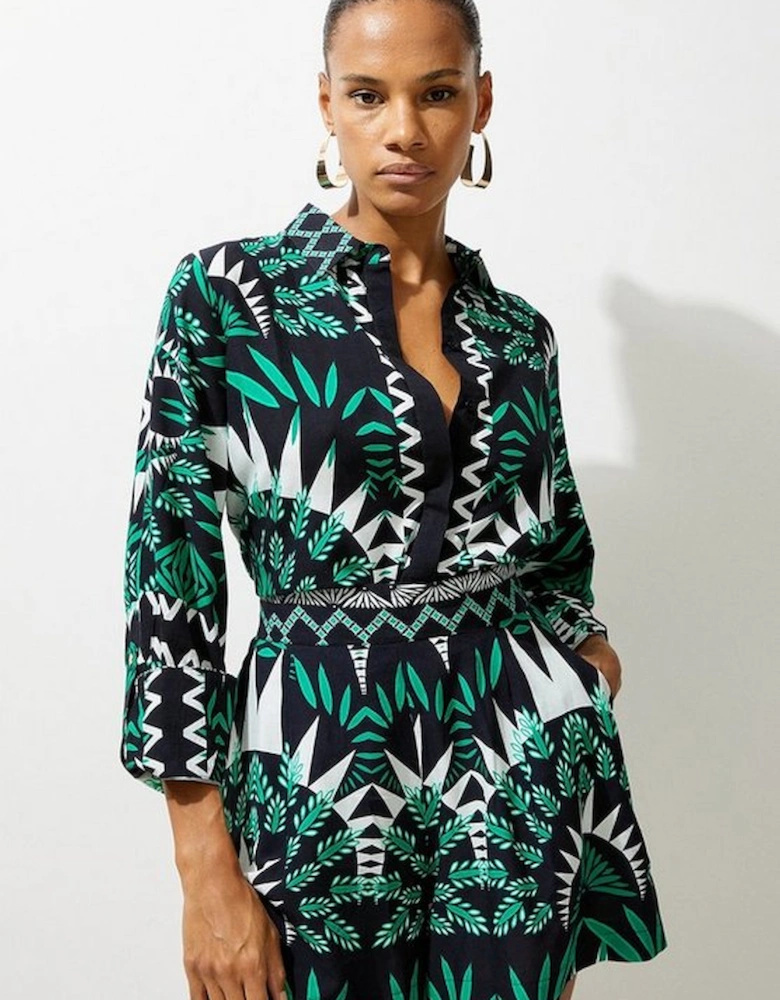 Mono Printed Viscose Woven Beach Shirt