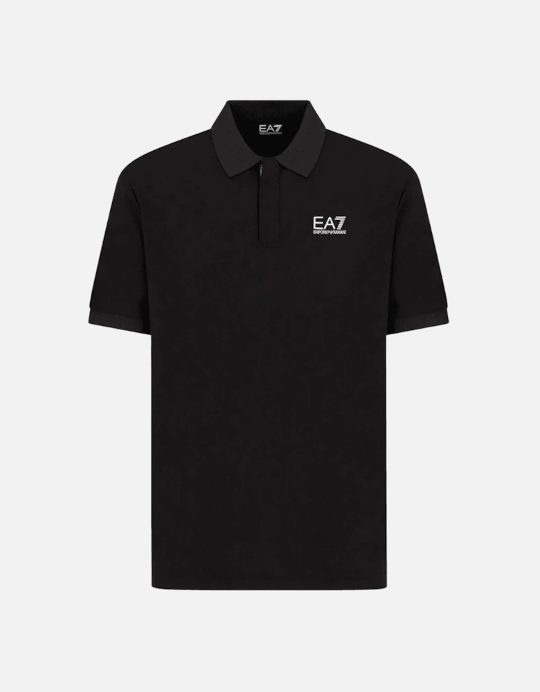 Luxury Cotton Stretch Black/Gold Zip Polo Shirt