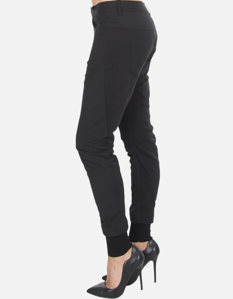 P VICENTE Womens Jogging Bottom Slim Fit Casual Jogger Black Sweatpants