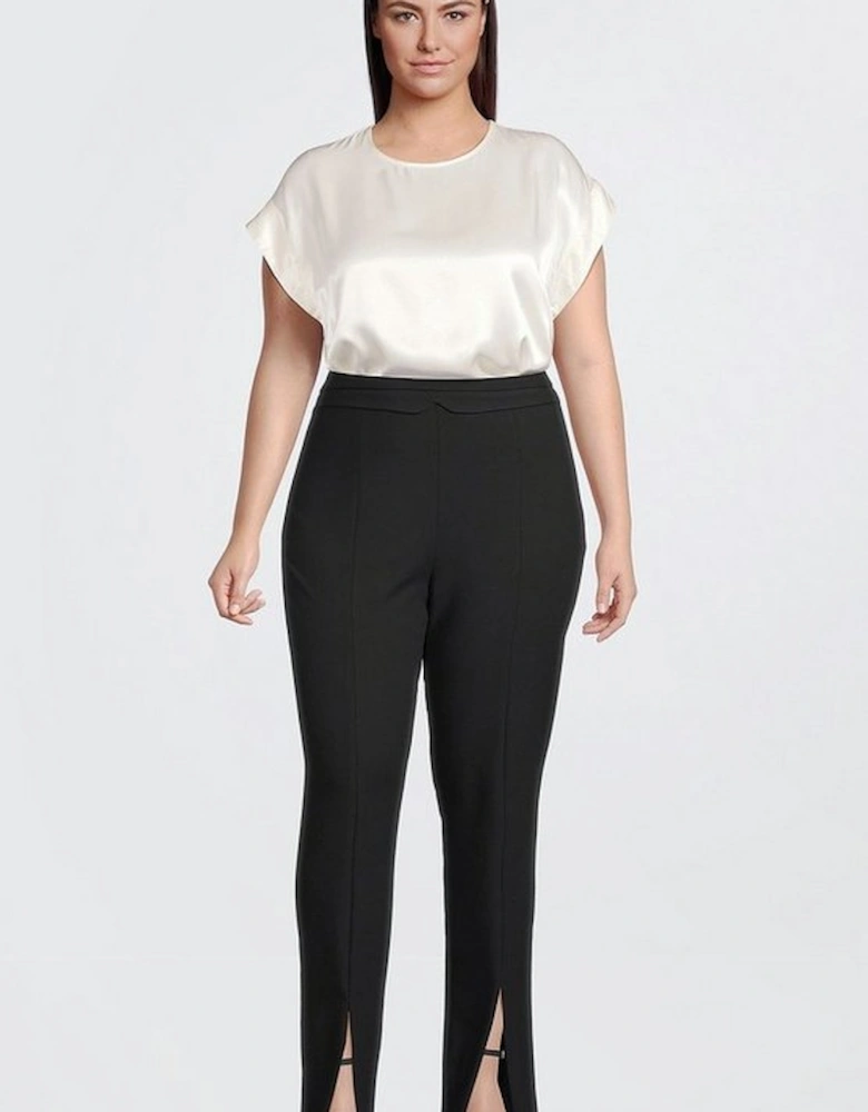 Plus Size Tailored Compact Stretch Split Hem Straight Trouser