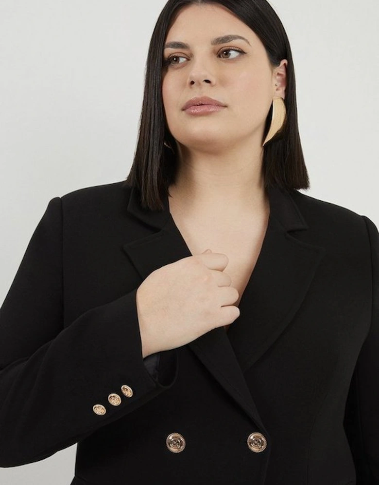 Plus Size Compact Stretch Essential Tailored Doubled Breasted Blazer