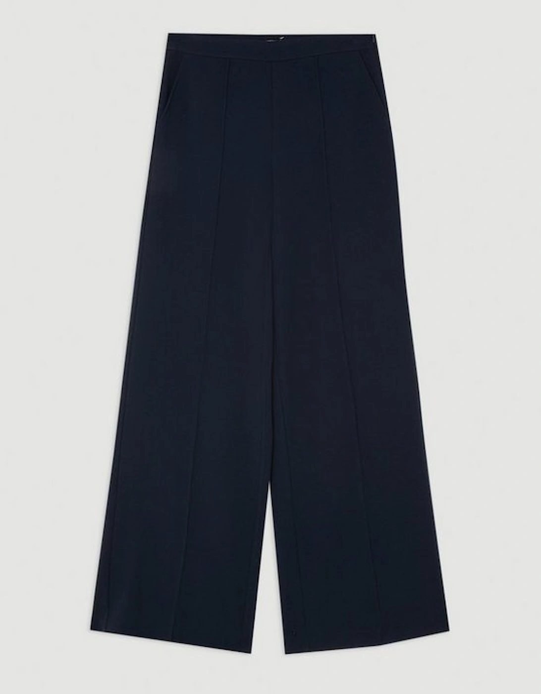 Compact Stretch Essential Tailored High Waist Wide Leg Trousers