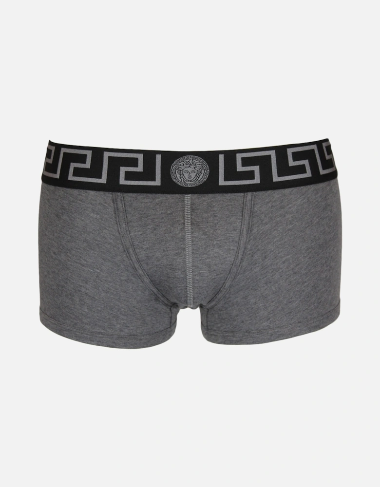 Greca Border Low Rise Boxer Trunks, Grey