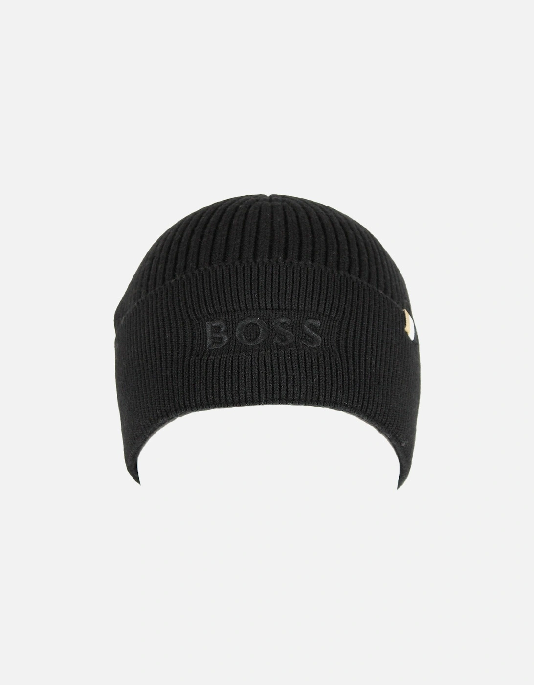 Cotton Wool Blend Beanie hat, Black