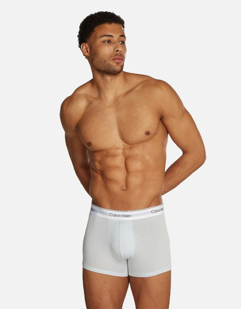 3-Pack Modern cotton Boxer Trunks, Black/Grey/Sky blue