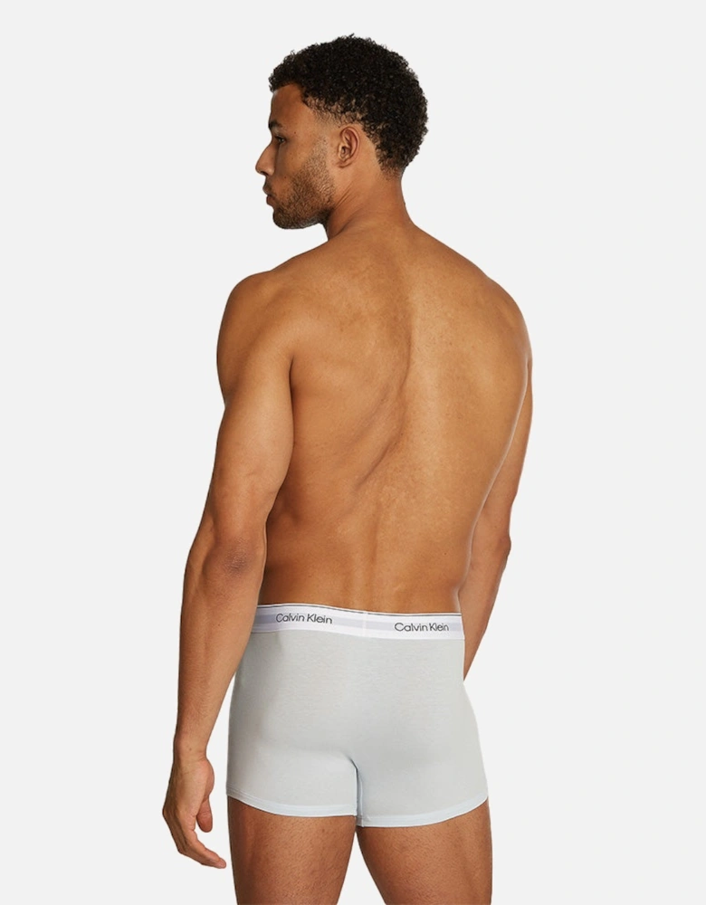 3-Pack Modern cotton Boxer Trunks, Black/Grey/Sky blue
