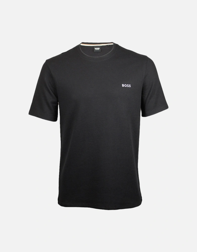 Waffle Piqué Cotton-Blend T-Shirt, Black