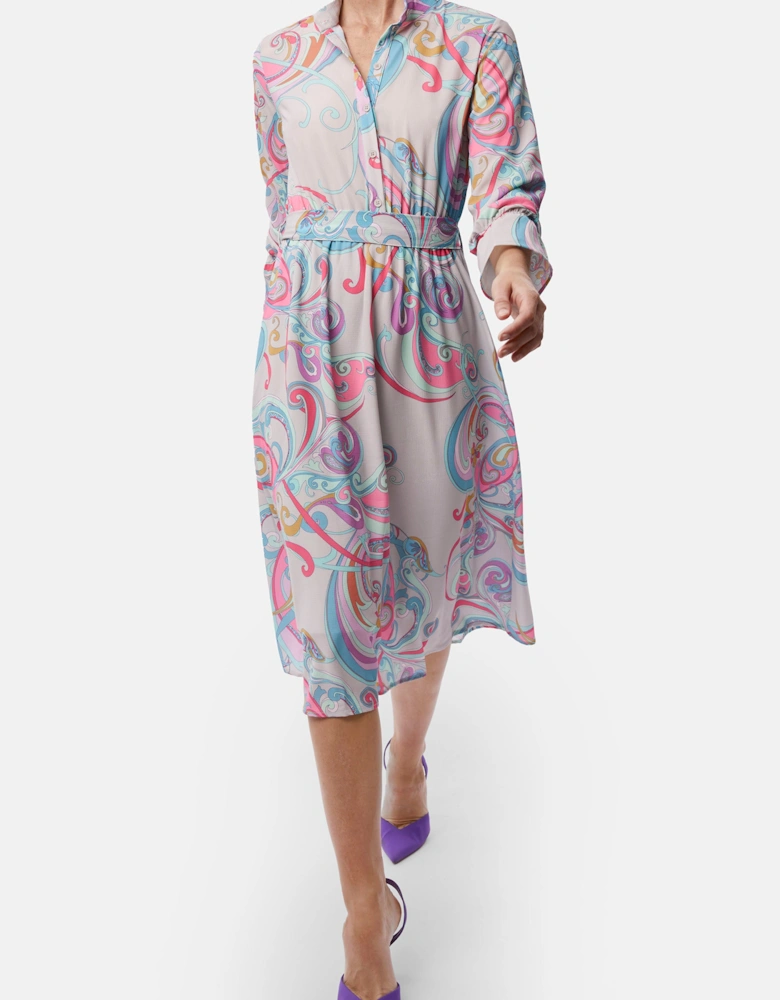 Printed Midi Dress Grey Mutlicolour