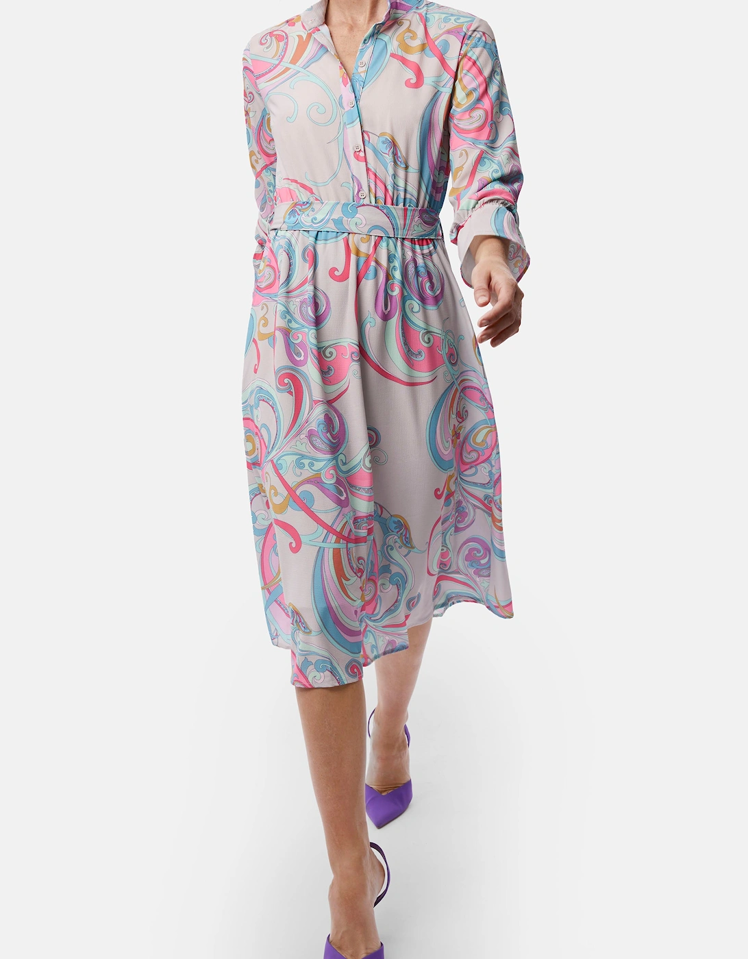 Printed Midi Dress Grey Mutlicolour, 2 of 1