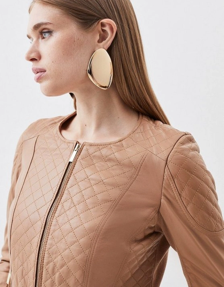 Leather Quilted Biker Jacket