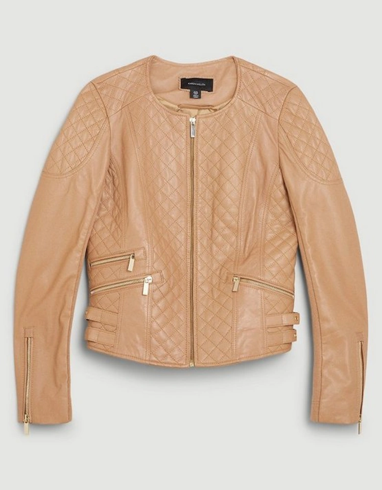 Leather Quilted Biker Jacket