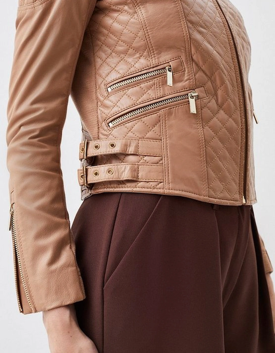 Leather Quilted Biker Jacket