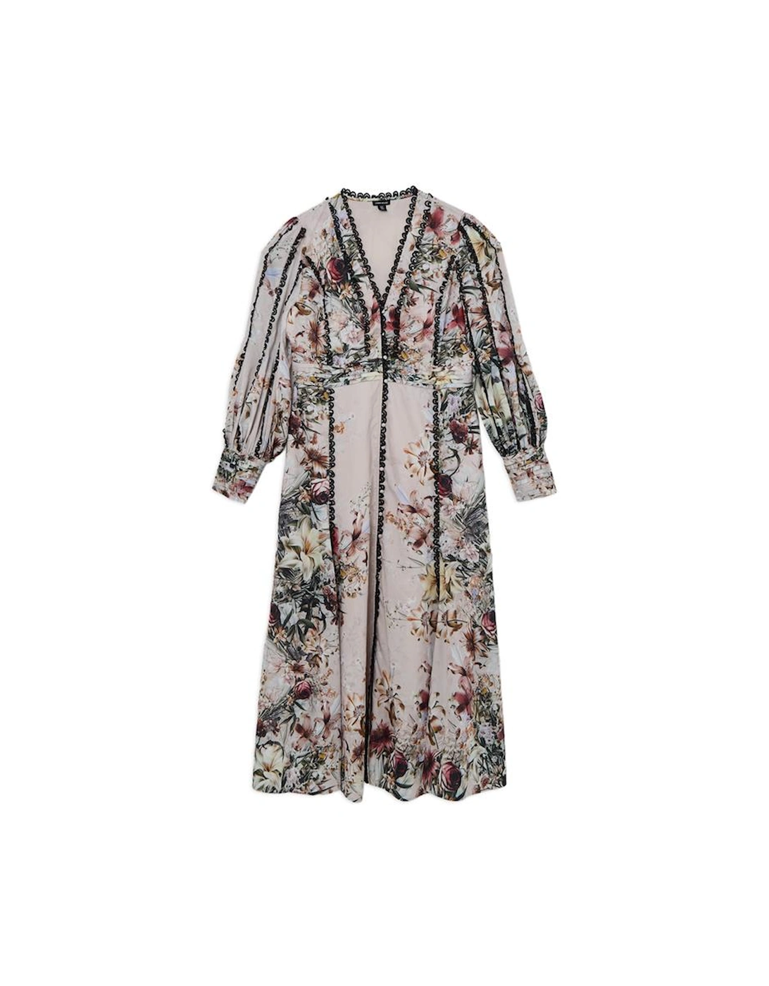 Plus Size Trailing Floral Woven Plunge Maxi Dress