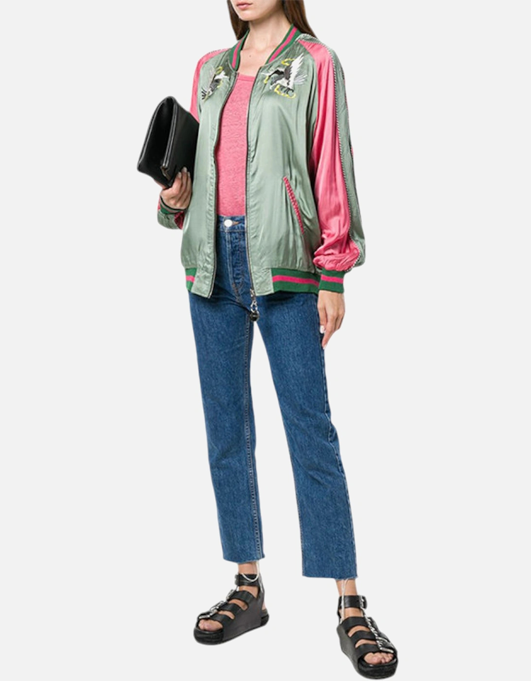 G FRANK A Womens Bomber Jacket Ladies Winter Outwear Reversible Coat XS S