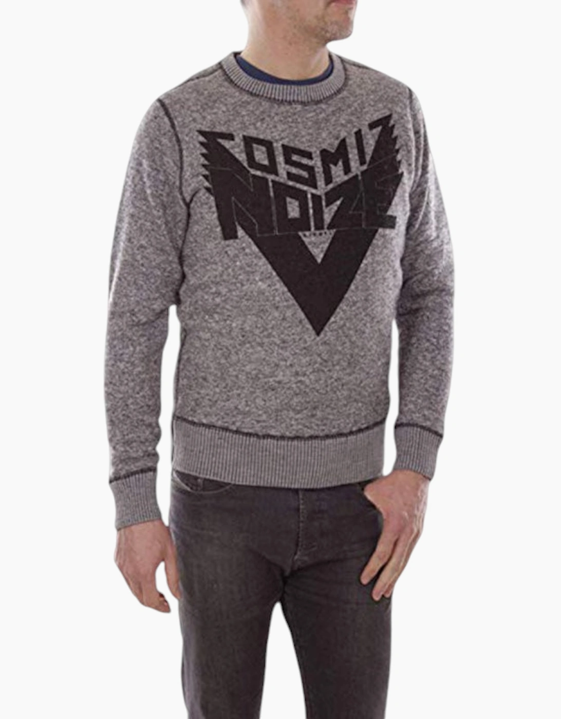 Men's DIESEL S REAL FELPA Mens Sweatshirts Pull On Casual Crew Neck Long Sleeve Jumper - Grey - Size: 40