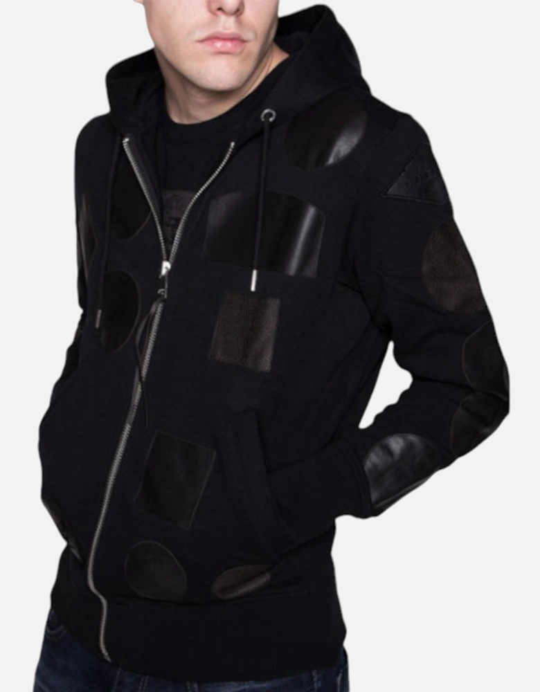 S BLACK PATCH Mens Zipped Hoodie  Long Sleeve