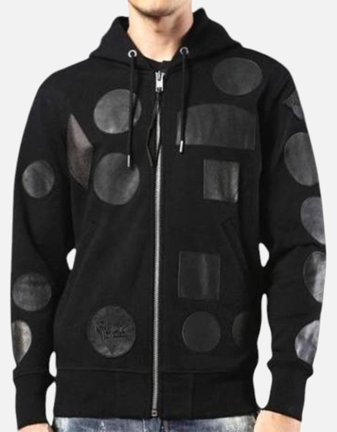 S BLACK PATCH Mens Zipped Hoodie Long Sleeve, 6 of 5