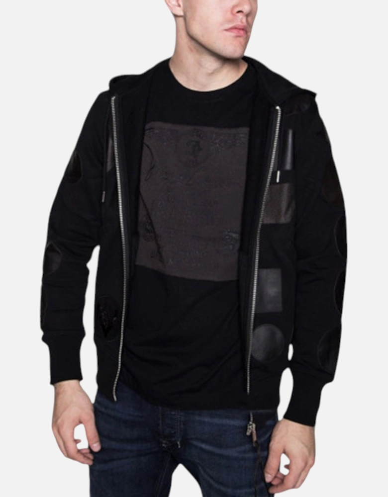 S BLACK PATCH Mens Zipped Hoodie  Long Sleeve
