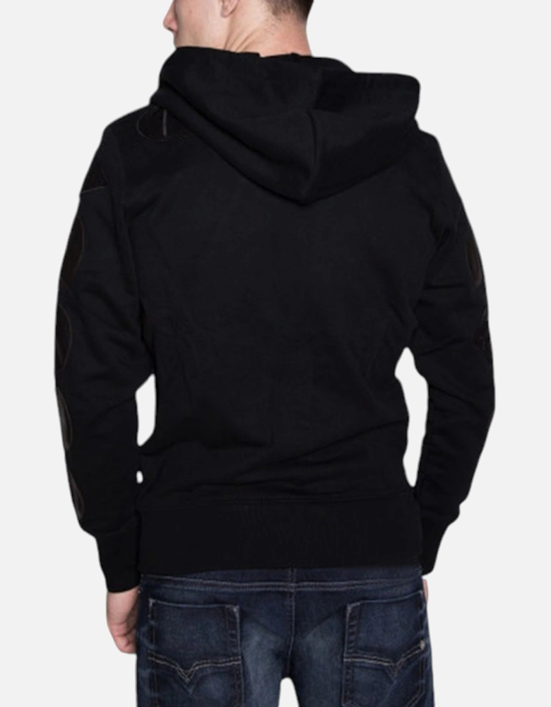 S BLACK PATCH Mens Zipped Hoodie  Long Sleeve