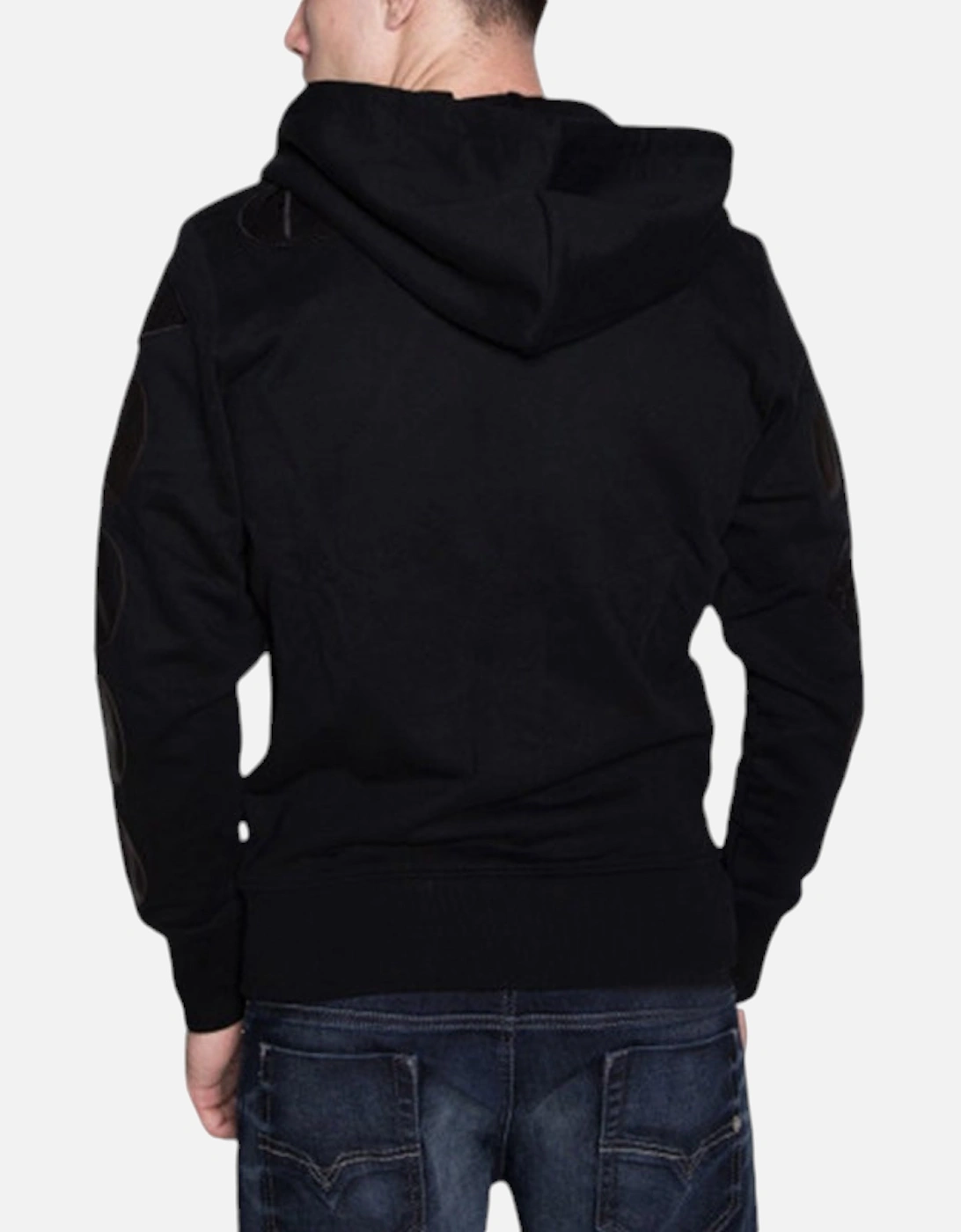 S BLACK PATCH Mens Zipped Hoodie  Long Sleeve
