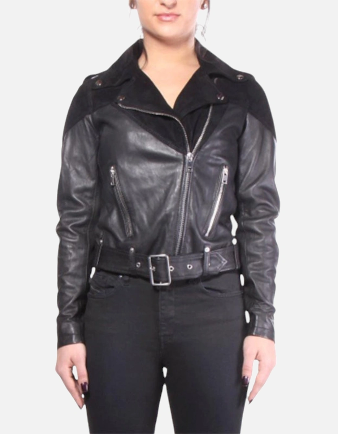 L CYGNI Womens Genuine Leather Biker Jacket, 7 of 6