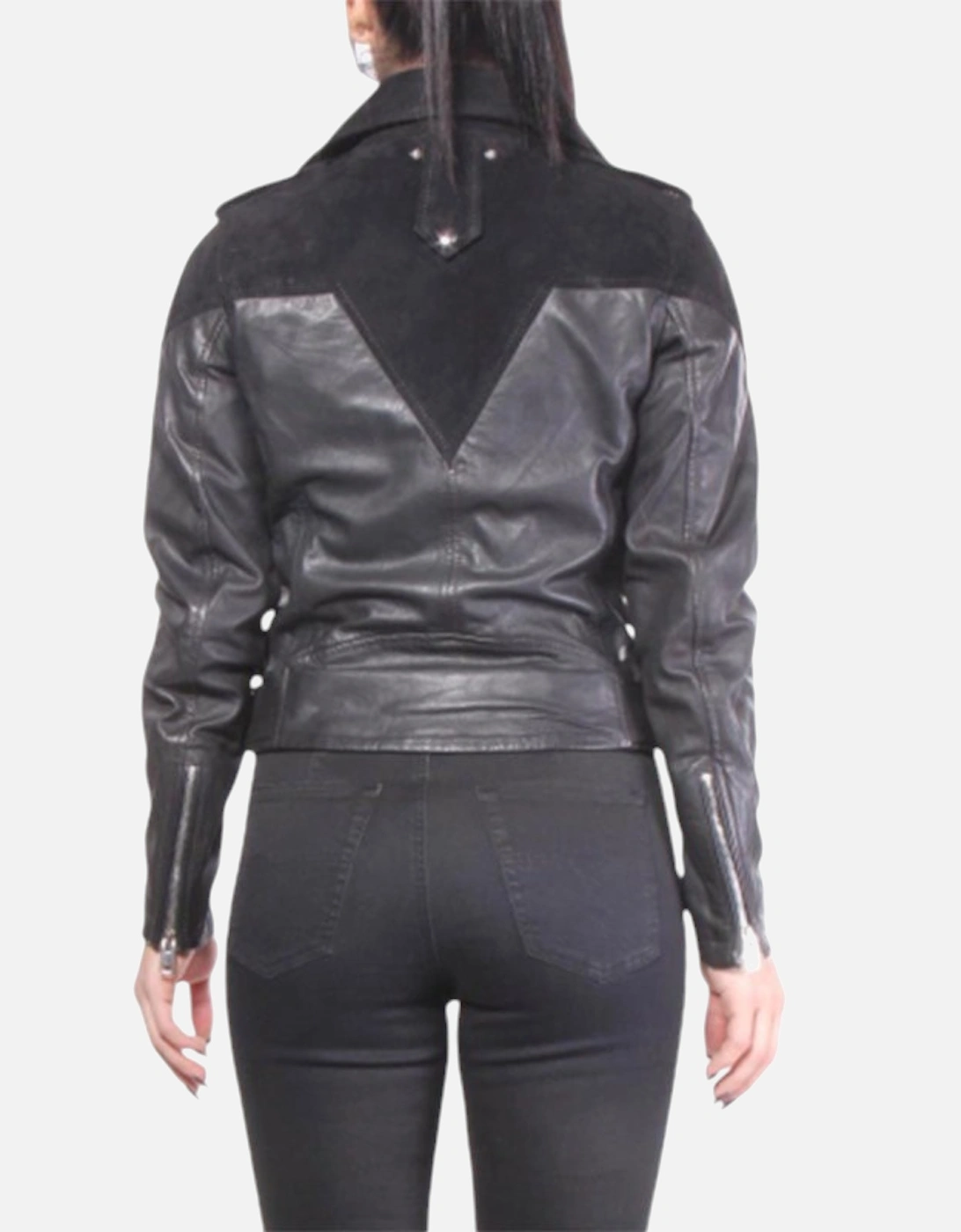 L CYGNI Womens Genuine Leather Biker Jacket