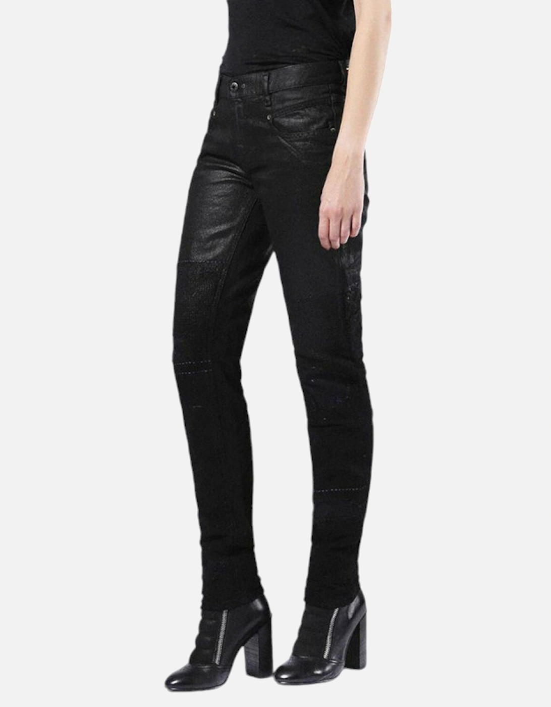 BELTHY 0856E Womens Jeans Denim Regular Slim Black Pants Limited Edition