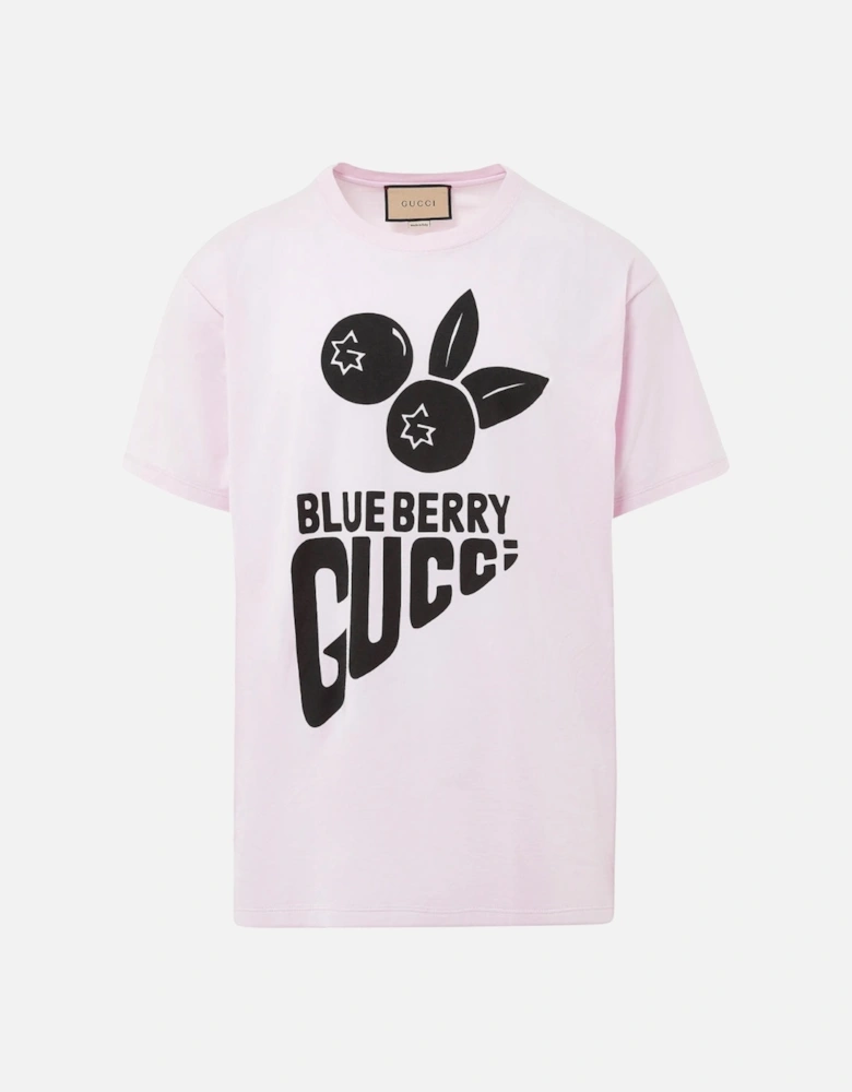 Blueberry Logo Oversized Fit Pink T-Shirt