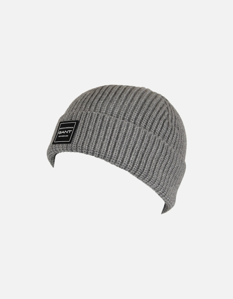 Ribbed Cotton Beanie, Grey